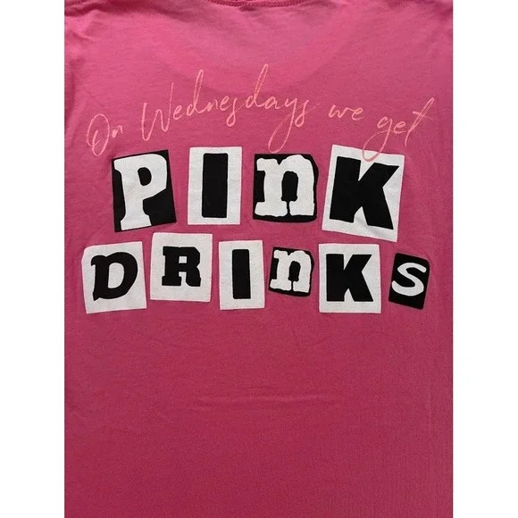 Rare Starbucks Pink Drink XS Tee Shirt On Wednesdays We Get Pink Drinks - Picture 2 of 6
